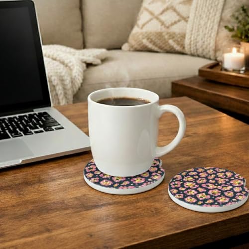 Ceramic Car Coasters, 2 Pack, 2.64" Absorbent Car Cup Holder Coasters, Cute Ceramic Car Coasters for Women, Gold Crystal Diamond Pattern - color: Gold Crystal