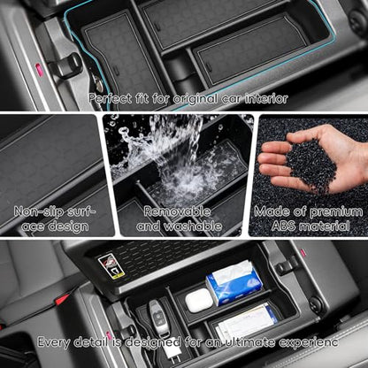 MARCHFA Center Console Organizer Tray Compatible for 2026 Toyota RAV4 Accessories Armrest Storage Box Middle Console Tray Holder with Rubber Mat Not Fit for Limited (Style 3) - style: Style 3