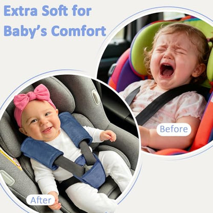 SWESEN Baby Car Seat Strap Covers, 3 Piece Soft Car Seat Strap Shoulder Pads for Baby Girls Boys, Double-Sided Use carseat Straps Covers for Stroller, Car Seats, Pushchair, Navy Blue - color: navy blue