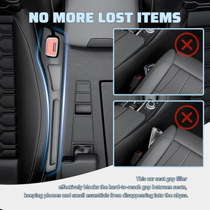 2PCS Car Seat Gap Filler Organizer,Upgraded Car Side Seat Gap Fillers with Dual Slot Design,in Between Cars Seats Catcher Cars Accessories for Filling 1.3-1.4 Inch Gaps