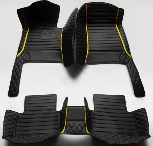 Custome Car Mats Accessories All Weather Floor mats Compatible with Automotive Floor Mats Passenger car mats (All Black Yellow) - color: all black yellow