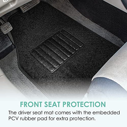 FH Group Automotive Floor Mats - Carpet Floor Mats for Cars, Universal Fit Full Set, All Purpose Car Floor Mats, Carpet Protector Mat for Most Sedan, SUV, Truck Floor Mats Black