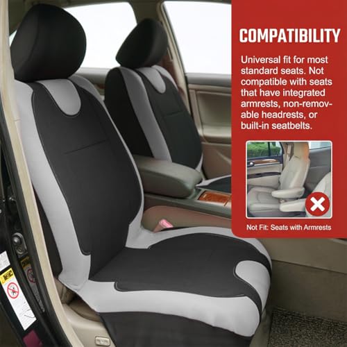 Car Seat Covers Full Set, Split Waterproof Polyester Mesh Vehicle Front and Rear Seat Protectors, All-Weather Automotive Interior Chair Cushion, Universal for Automobile RV Truck (Grey) - color: Grey