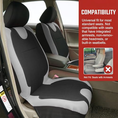 Car Seat Covers Full Set, Split Waterproof Polyester Mesh Vehicle Front and Rear Seat Protectors, All-Weather Automotive Interior Chair Cushion, Universal for Automobile RV Truck (Grey) - color: Grey