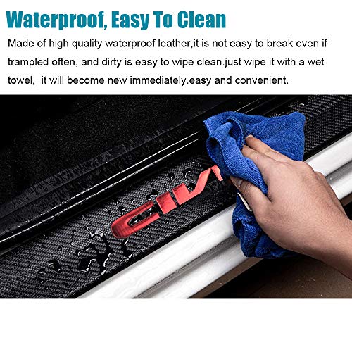 LEXLEY for Honda 2005-2023 2024 2025 2026 4-Door Civic Carbon Fiber Style Leather Door Sill Protector Anti-Dirty Scuff Plate Cover Guard Sills Protector Trim,Welcome Pedal Protect 4PCS -RED