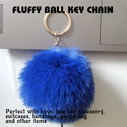 Cute Fluffy Steering Wheel Cover Set for Women, YUNXNYC 1 Set 8 Pieces Fluffy Car Accessories Set Soft Fuzz Handbrake Cover Gear Shift Cover Fur Seat Belt Shoulder Pads Furry Ball Key Chain (Blue) - color: Blue