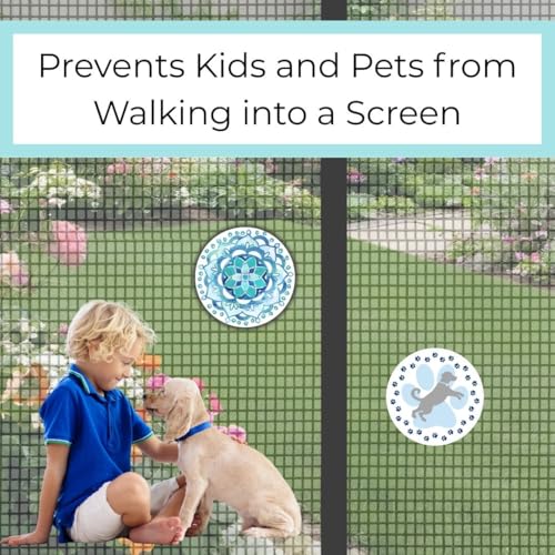 Screen Door Magnets Double Sided – Keep People, Kids, and Dogs from Running into The Screen Door - Robbins Aria Blue Mandala - color: Blue Mandala