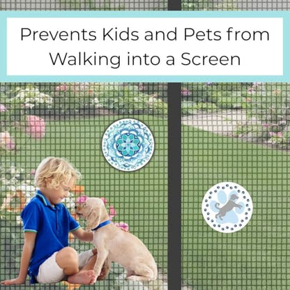 Screen Door Magnets Double Sided – Keep People, Kids, and Dogs from Running into The Screen Door - Robbins Aria Blue Mandala - color: Blue Mandala