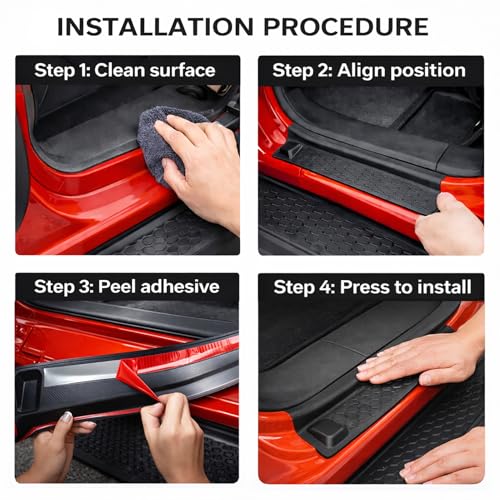 Door Sill Protector Kit for 2018-2025 Jeep Wrangler JL JLU Gladiator JT: Anti-Slip Door Entry Guards, Scratch-Resistant Step Pads, Weatherproof Car Interior Accessories for Off-Road Use