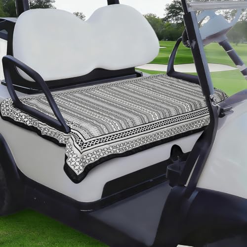 Golf Cart Seat Covers, Universal Golf Cart Seat Towel Blanket for Yamaha, EZGO, Club Car, Icon and More 2-Seat Carts, 100% Microfiber Keeps Seat Comfortable and Clean - color: black