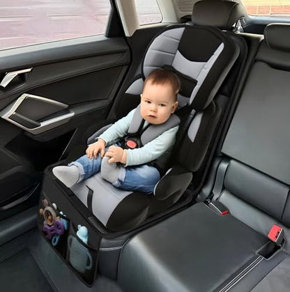 PandaEar 2 Pack Car Seat Protector for Child, Baby Waterproof Car Seat Cover with Non-Slip Insert, 600D Fabric CarSeat Mat with Thickest Padding & Mesh Pockets
