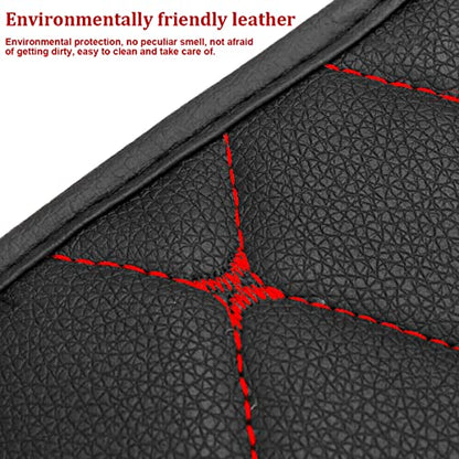 Auto Center Console Pad, PU Leather Car Center Console Box Cushion, Non Slip Soft Armrest Seat Box Cover, Waterproof Vehicle Armrest Protector for SUV, Truck, Car (Rhombic Lattice Black/Red) - color: Rhombic Lattice Black/Red