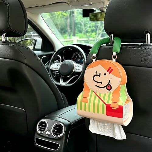 Car Tissue Holder – Cute Cartoon Hanging Paper Towel Dispenser with Soft Handle, Waterproof & Reusable for Car, Bathroom, Kitchen (Girl) - color: Girl