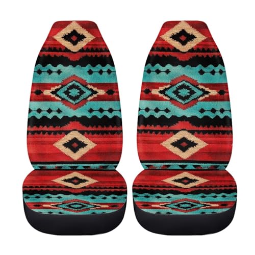 Dreaweet Aztec Seat Covers for Cars Front Seats Only Native American Navajo Geometric Seat Covers 2 Pack Breathable Washable Car Seat Protective Cover Universal Seat Cover for SUV Sedan Van Trucks - color: Aztec Navajo