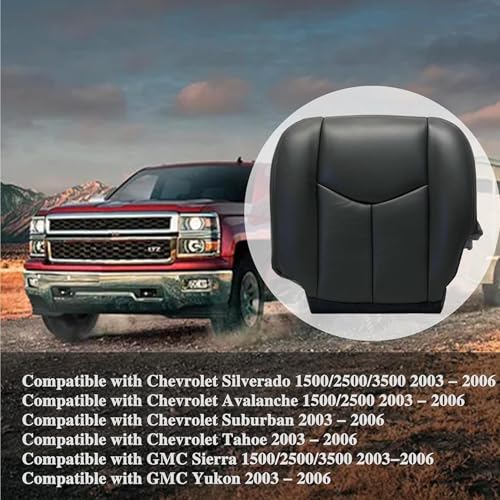 #692 or 69i Dark Gray Driver Side Bottom Foam Cushion ＆Replacement Seat Cover Leather Fit for Chevy Silverado Avalanche Tahoe Suburban/GMC Sierra Yukon 2003 2004 2005 2006 - color: Dark Gray