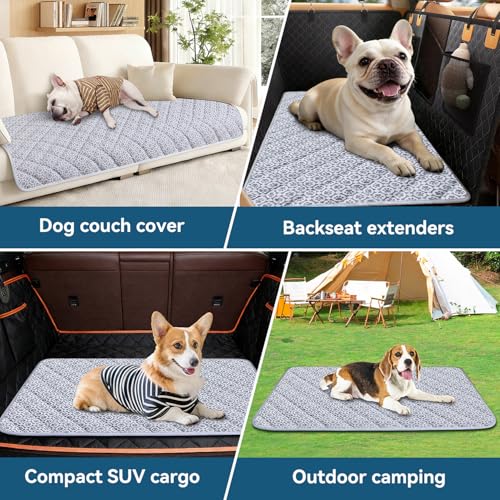MH MYLUNE HOME Cooling Pet Car Mat for Backseat–Non-Slip Oxford Fabric,with Foldable HandleTravel Pet-Friendly Seat Covers,Dog Bed for Car Pad,for Backseat Extender Seat Protectors 24.8"x54" inch