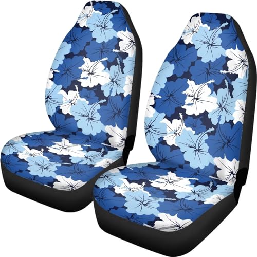 Blue Hibiscus Car Front Seat Covers Soft Car Seat Cover Universal Fit Most Cars,SUV, Trucks, Easy to Install Breathable Front Seats Cover Fashion Auto Interior Accessories - color: Blue Hibiscus
