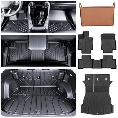Floor Mats & Cargo Liners Set for Toyota RAV4 2019-2025 (Include Hybrid), TPE All Weather Cargo Mat Backrest Mat Cargo Liner RAV4 Full Set Mats - size: 19-25 Full Set