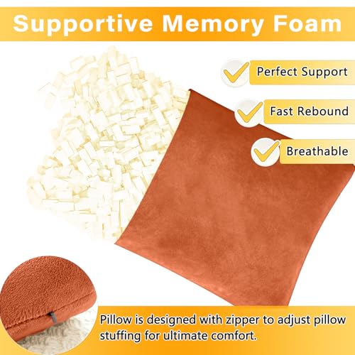1 MIDDLE ONE 2 Pack Small Pillow, Memory Foam Mini Pillow 11 X 7 Inches for Travel, Sleeping, Nap and Neck, Knee, Lumbar Support, Tiny Cushion for Pet, Dogs (Orange) - color: Orange, size: 11x7 inch
