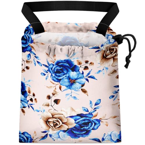 Car Trash Bag Hanging Back of Seat Waterproof Small Cute Printed One-Handed Strap Drawstring Garbage Bags for Car-Blue Rose - color: Blue Rose Car Trash Bag