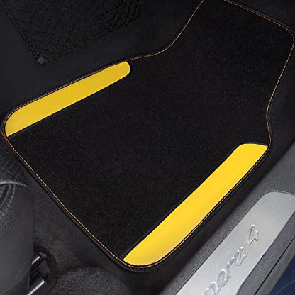 CAR PASS Waterproof Universal Fit Car Floor Mats, Car Mats Fit for SUV,Vans,sedans, Trucks,Set of 4pcs Car Carpet with Driver Heel Pad (Black and Yellow) - color: Black and Yellow