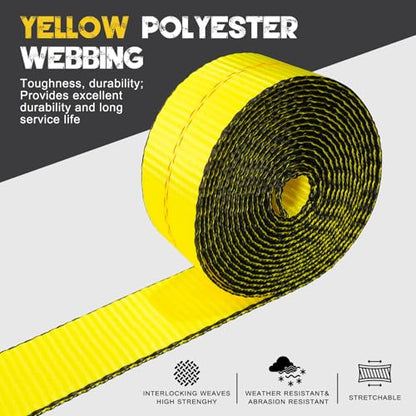4PCs 2" x8' Recovery Winch Strap w/RTJ Cluster Hook, 10000LBS Tow Truck Car Wrecker Winch Tie Down Straps, Heavy Duty Autohauler Car Tie Down Straps - size: 2"x8FT(4PCs)