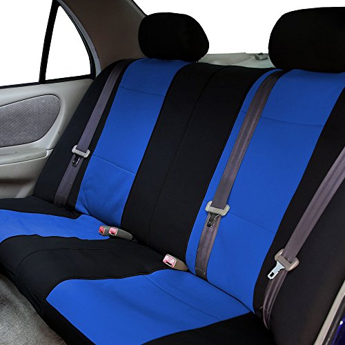 FH Group Waterproof Neoprene Car Seat Covers Rear Set– Universal Fit Split Bench Back Seat Cover, Durable Automotive Seat Protector for Cars, SUVs & Vans, Blue/Black - color: Blue, style: Rear Set