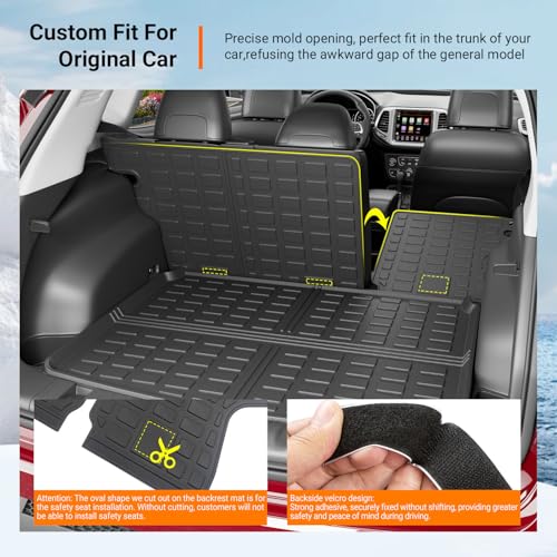 powoq Floor Mats Compatible with 2017-2025 Jeep Compass Trunk Mat Backrest Mat Cargo Liner TPE Replacement for 2017-2025 Jeep Compass Accessories (Trunk Mat+Backrest Mat+Floor Mats) - size: Compatible with Jeep Compass | 2017-2025