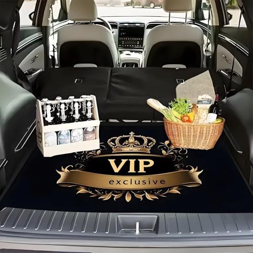 Universal Car Trunk Mat 29" x 39", VIP Crown Print All Weather Trunk Protection Cargo Liner, Durable Cargo Mat Rear Trunk Liner, Stylish Vehicle Interior Accessories Suitable for Most Car Models - color: VIP Crown Print