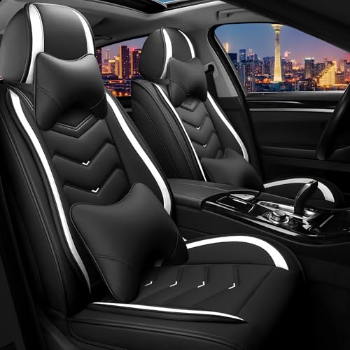 CTDS Car Seat Covers for Honda Civic 2000-2026, Stylish Sport Seat Cover, Premium Nappa Leather Car Seat Cover. Automobile Seat Covers Sets.(Luxury 2 Seats/Black White) - color: Black White, size: Luxury 2 Seats
