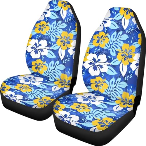 Universal Car Seat Cover Front Seats Only,Beautiful Tropical Hawaiian Flowers Automotive Car Interior Covers Aztec Decorative Seat Cover for Full Back and Seat for Cars Sedans Truck SUV Vans - color: Beautiful Tropical Hawaiian Flowers 86