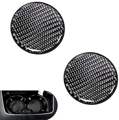 2PCS Car Cup Holder Coasters, Carbon Fiber Coaster, 2.68" Waterproof Non-Slip Insert Water Bottle Coaster Pad, Universal Drink Mat for Car Truck SUV, Auto Interior Accessories(Black) - color: black