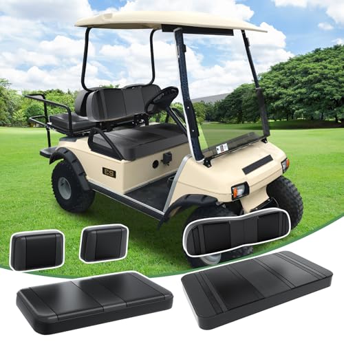 Golf Cart Seat Covers Fit for Yamaha Club Car EZGO Ordinary Front Rear Seat Cushion Waterproof Vinyl Leather Breathable Comfortable Replacement Black Seat Cover Anti-Scratch