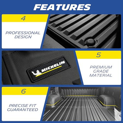 MICHELIN Truck Bed Mat for 2024 2025 2026 Toyota Tacoma - 6 FT / 73.5" Long Bed (Not Fit Drop-in Liners), All-Weather Truck Bed Liner, Custom Fit, Durable TPE Bedliner, Non-Slip - size: 1) Tacoma | 24-26 | 6 FT