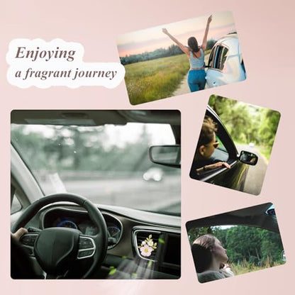 ORIESSE Flower Car Vent Clips 2pcs Pink Daisy Bouquets Flowers Air Freshener Girly Car Decorations Interior Aesthetics for Women Refillable Car Diffuser