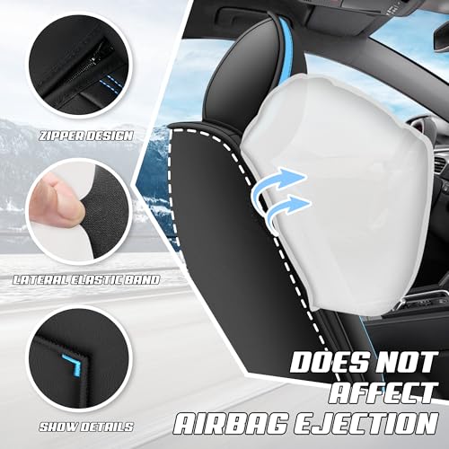 Car Seat Covers Fit for Honda 2000-2026, Stylish Sport Seat Covers, Waterproof Wear-Resistant Premium Nappa Leather Car Seat Covers.(2 Pcs Front/Black Blue)