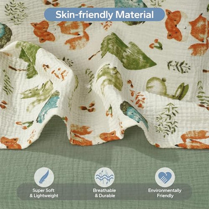 SERAPHY 100% Muslin Cotton Car Seat Cover Baby, 2 Pack Universal Carseat Covers Baby Boy Girl, Breathable Car Seat Canopy, Soft Infant Car Seat Cover for Summer and Winter—2 Pcs Green&Forest - color: Green&Forest