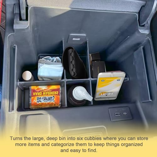 Center Console Organizer Compatible with 2022 2023-2025 2026 Chevy Silverado/GMC Sierra 1500 & 2024 2025 2026 Silverado/Sierra 2500HD 3500HD Accessories, Armrest Divider Front Bucket Seats ONLY