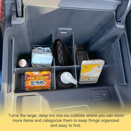 Center Console Organizer Compatible with 2022 2023-2025 2026 Chevy Silverado/GMC Sierra 1500 & 2024 2025 2026 Silverado/Sierra 2500HD 3500HD Accessories, Armrest Divider Front Bucket Seats ONLY