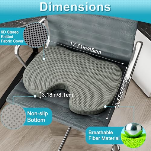 U-Shaped TPU Seat Cushion – Breathable, Easy-Wash & Durable for Long Sitting, Office Chair, Wheelchair & Car Use Pressure Relief Pad with Hole for Tailbone Donut（Grey） - color: U-shaped Gray