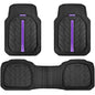 CAR PASS Tire Tread DeepDish Rubber Floor Mats for car Heavy Duty car mats All Weather, Universal XL~M Trim to Fit for Truck SUV Vehicle Automotive, Waterproof car mats 3 Piece (Purple Black) - color: Purple Black