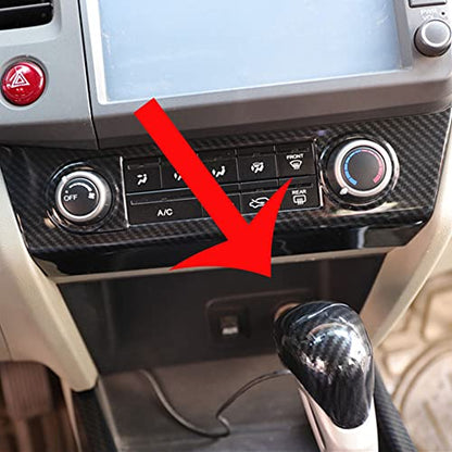 for Honda Civic 2012 2013 2014 2015 Carbon Fiber Style ABS Door Window Lift Buttons Cover Trim, Brake Handle Handbrake Trim, Air Condition Panel Trim (Gear Shift Knob Cover Trim) - style: Gear Shift Knob Cover Trim