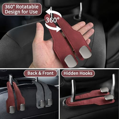Car Seat Headrest Hooks for Purses and Bags, 2 Pack Bag Purse Holder for Car With Double Metal Hooks, Car Purse Hanger, Headrest Back Seat Handbags Hook Cute Hanging Accessories, hot pink - color: Hot Pink 2pcs