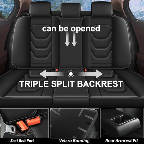 Seat Covers for Jeep Renegade 2015-2024: 5 Seat Full Set Breathable Car Seat Covers Faux Leather Automotive Seat Cushion(Black) - color: #089-Black, size: 11-Renegade-5 seat covers full set