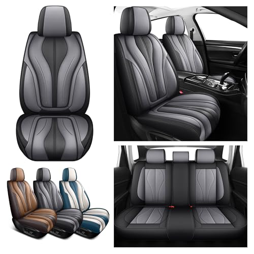 Red Rain Black and Grey Car Seat Cover Universal Leather Car Seat Cover Breathable Auto Seat Cushion Cover 5 Seater (ATM-Black+Gray) - color: ATM-Black+Gray