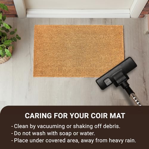 Coco Coir Door Mat with Heavy Duty Backing, Welcome Doormat (17" x 30"), Doormat Entrance (Plain - 1Pack)