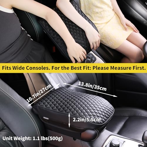 WEIHAO Large Car Arm Rest Cover Pad, 13.8x10.7x2.2 inch Oversize Car Armrest Cushion, Wide Memory Foam Leather Car Center Console Cushion Pad (Black-1PC) - color: Black (Large 13.8x10.7x2.2 inch)