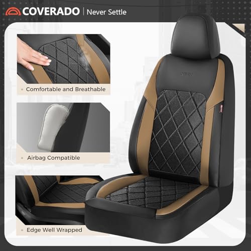 Coverado Car Seat Covers, Seat Covers Full Set, 5 Seats Automotive Seat Cover, Mesh Breathable Seat Protectors, Universal Fit for Most Cars - color: Black_Gold, size: FullSet