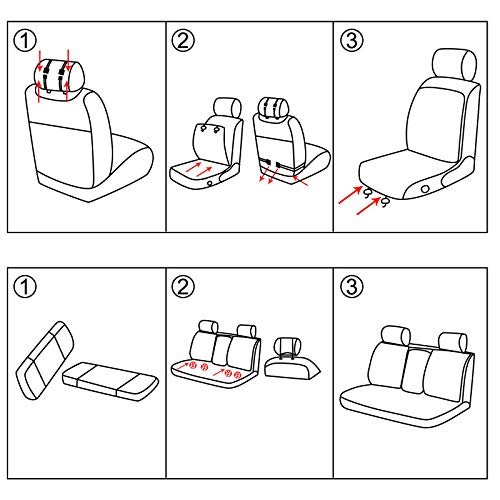 Universal 5 Seats PU Leather Car Seat Cover Full Set Front + Rear Cushions w/Pillows Black/Beige - color: Black/ Beige