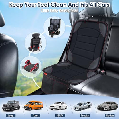 Car Seat Protector for Child Car Seat - Waterproof Non-Slip Leather Mat with 2 Mesh Pockets, Universal Seat Cover for Baby, Pets & Vehicles(2-Pack,Black) - color: 2 Pack Black